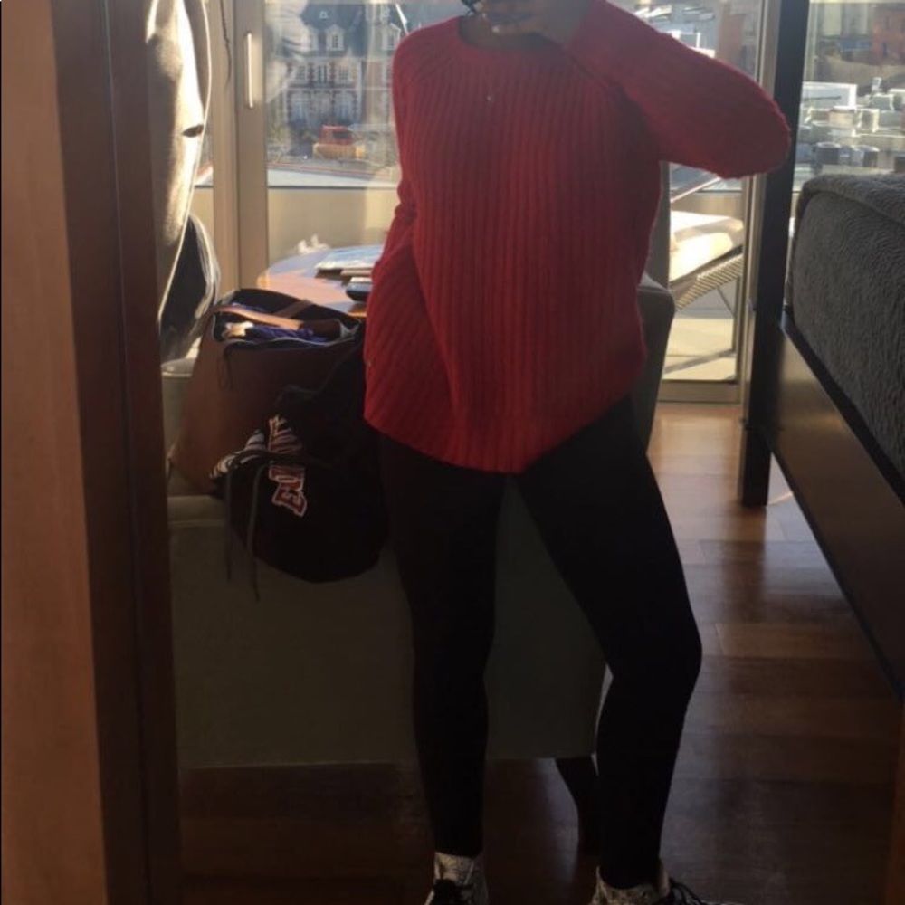 red knitted sweater